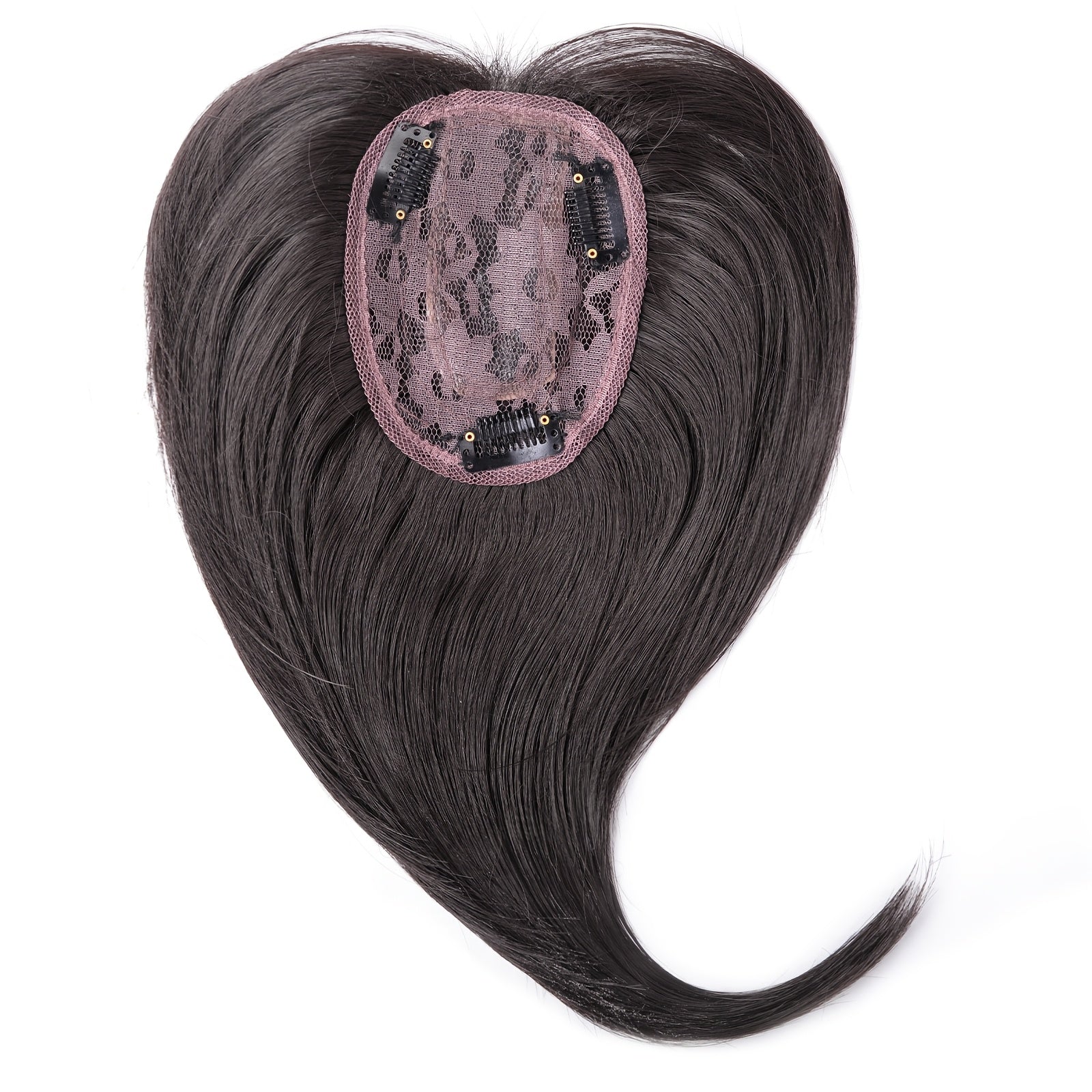 30.48 cm Hair Toppers for Women with Thinning Hair Synthetic Hair Topper with Wispy Bangs 3D Cover Upgrade Middle Part Clip in Bangs for Women Daily Gift Black Dark Brown Heat Resistant High Temperature Fiber