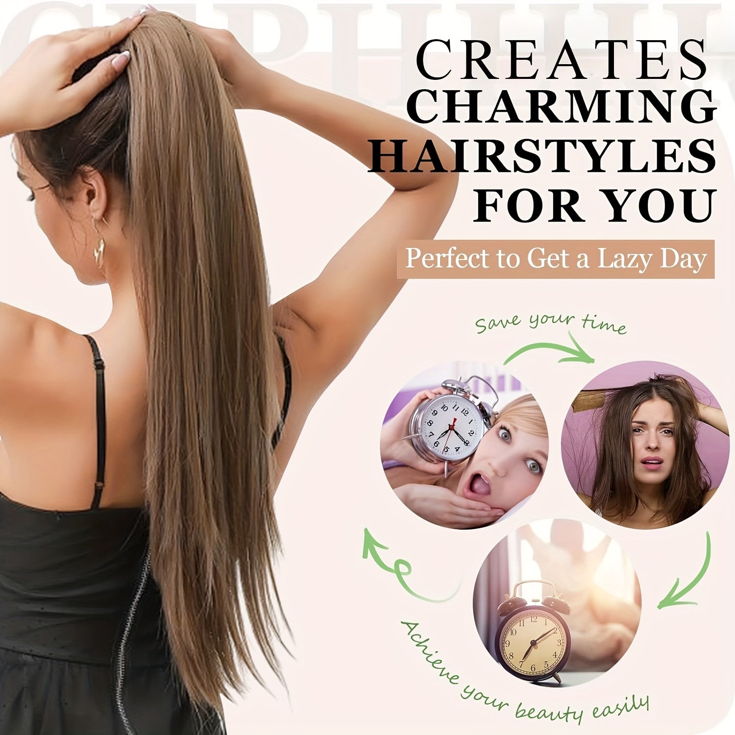 Straight Yaki Ponytail Extension - 60.96 cm Synthetic Kinky Wrap Around Long Hairpiece with Tie - Basics Style, Suitable for All Women Multiple Colors to Choose From Accessories For Party Daily Use Christmas