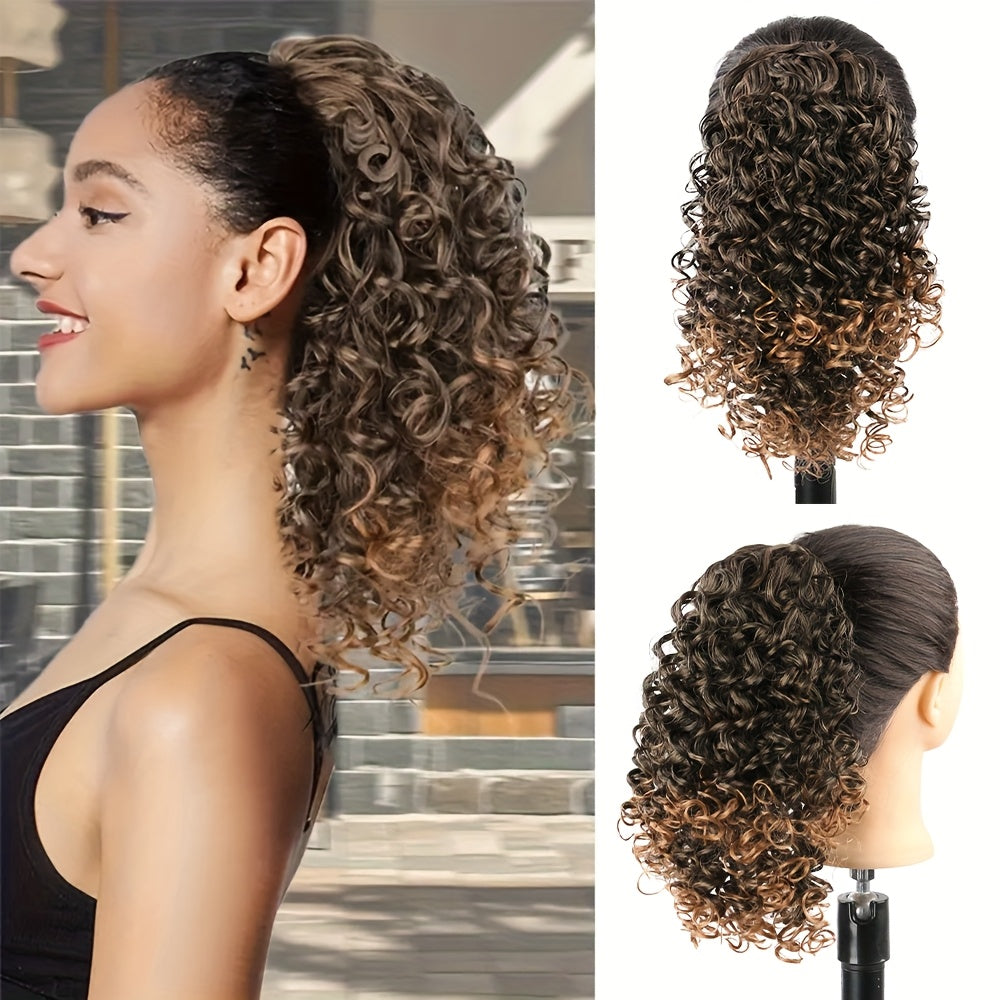 Curly Ponytail Extension for Women Drawstring Ponytail Hair Extensions 30.48 cm Synthetic Pony Tail Mix Fake Ponytail with 2 Clips Hairpiece for Daily Party
