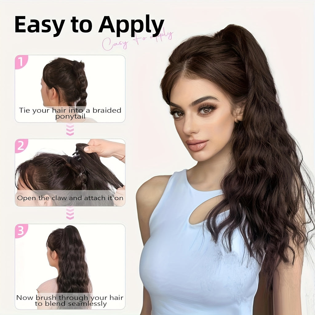 45.72cm Curly Ponytail Extension for Women - Heat Resistant Synthetic Clip-On Hairpiece with Claw Clip, Layered Voluminous Long Hair for Daily & Party Use, Natural Look for Thick Hair, Ponytail Hair Extensions, Versatile Hairpiece, Secure Clip Attachments