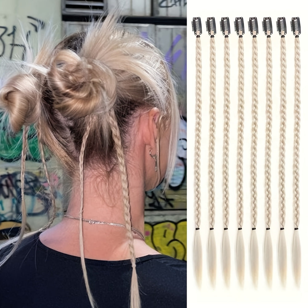 8pcs Set, 22-inch Y2K Style Women'S Twisted Braids, High Temperature Fiber, Hair Extensions for Daily Use & Special Occasions