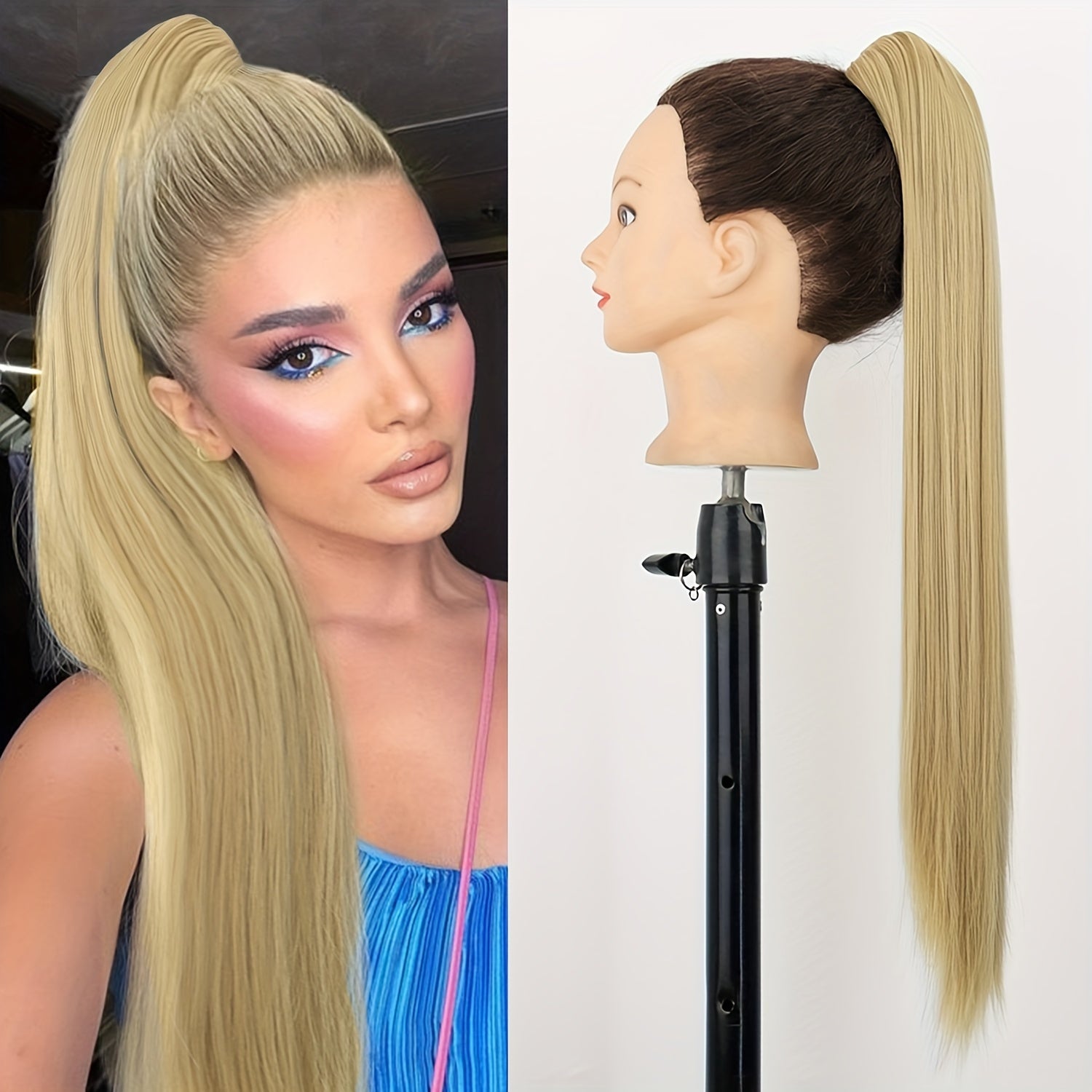 Synthetic Long Straight Claw Clip Ponytail Hair Extensions 24inch Synthetic Hairpiece Ponytails for Women Halloween