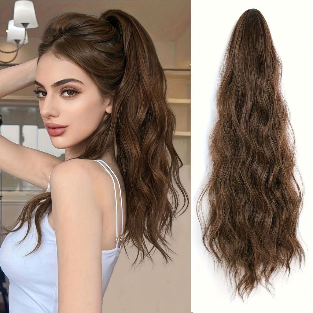 45.72cm Curly Ponytail Extension for Women - Heat Resistant Synthetic Clip-On Hairpiece with Claw Clip, Layered Voluminous Long Hair for Daily & Party Use, Natural Look for Thick Hair, Ponytail Hair Extensions, Versatile Hairpiece, Secure Clip Attachments