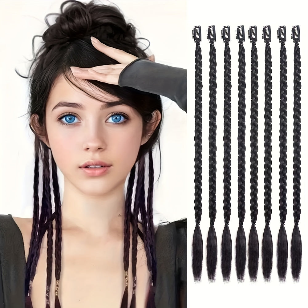 8pcs Set, 22-inch Y2K Style Women'S Twisted Braids, High Temperature Fiber, Hair Extensions for Daily Use & Special Occasions