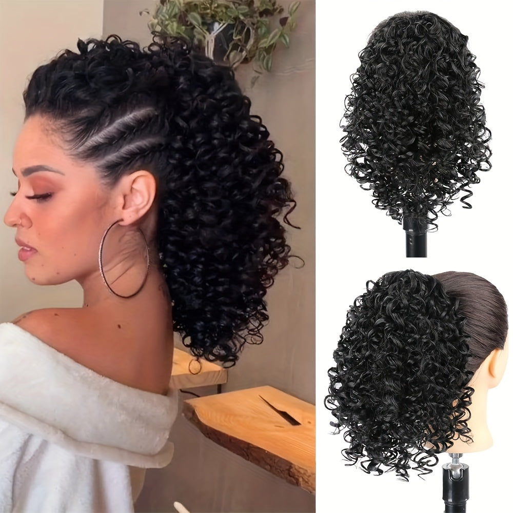 Curly Ponytail Extension for Women Drawstring Ponytail Hair Extensions 30.48 cm Synthetic Pony Tail Mix Fake Ponytail with 2 Clips Hairpiece for Daily Party
