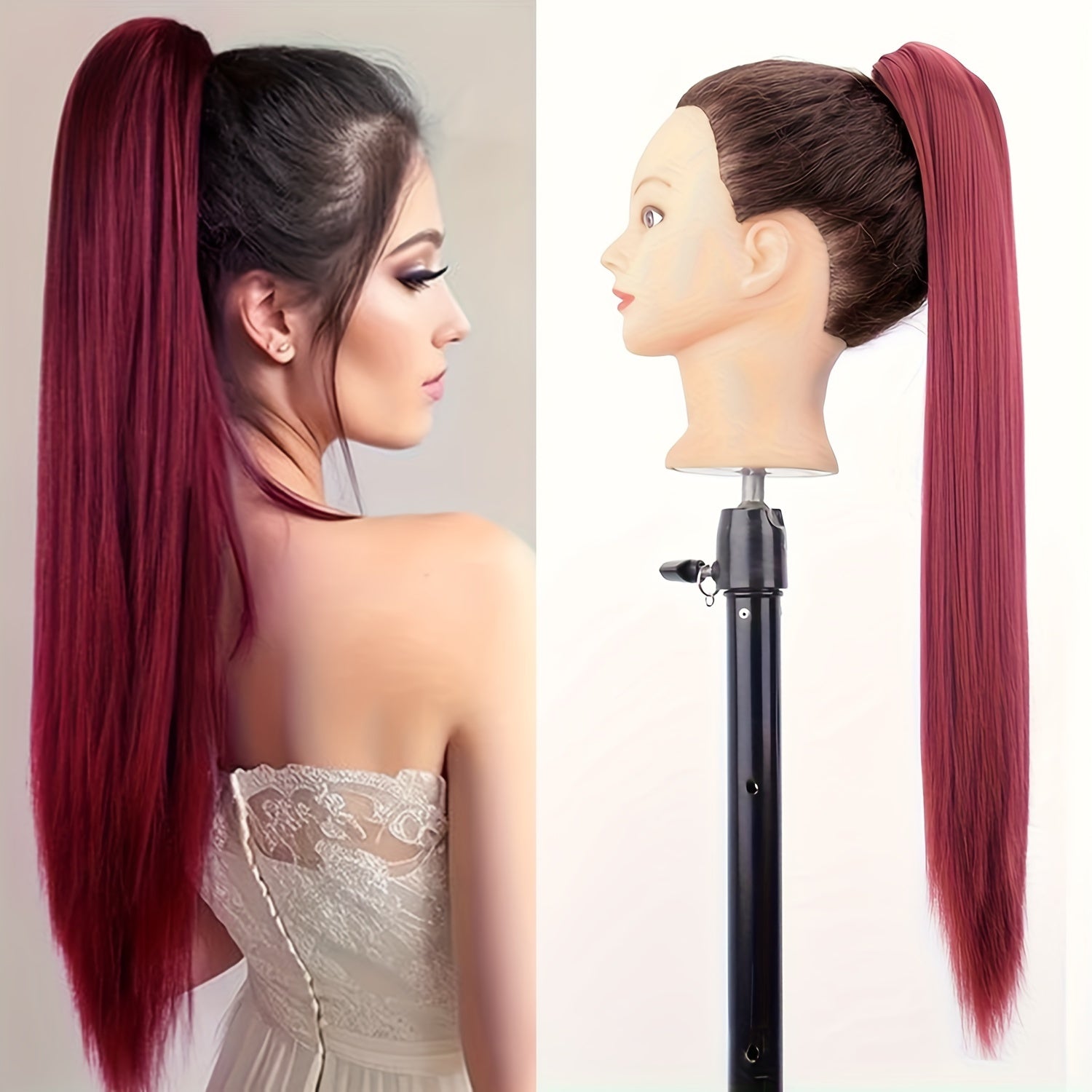 Synthetic Long Straight Claw Clip Ponytail Hair Extensions 24inch Synthetic Hairpiece Ponytails for Women Halloween