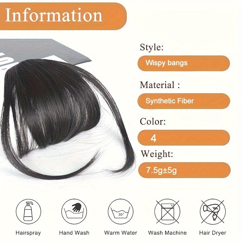 Clip-In Synthetic Bangs Wig - Natural Looking Straight Hair Fringe for Women, High-Temperature Fiber, Ideal for Cosplay and Parties, Cosplay Accessory|Clipon Fringe|Realistic Hairline, Wig Accessories