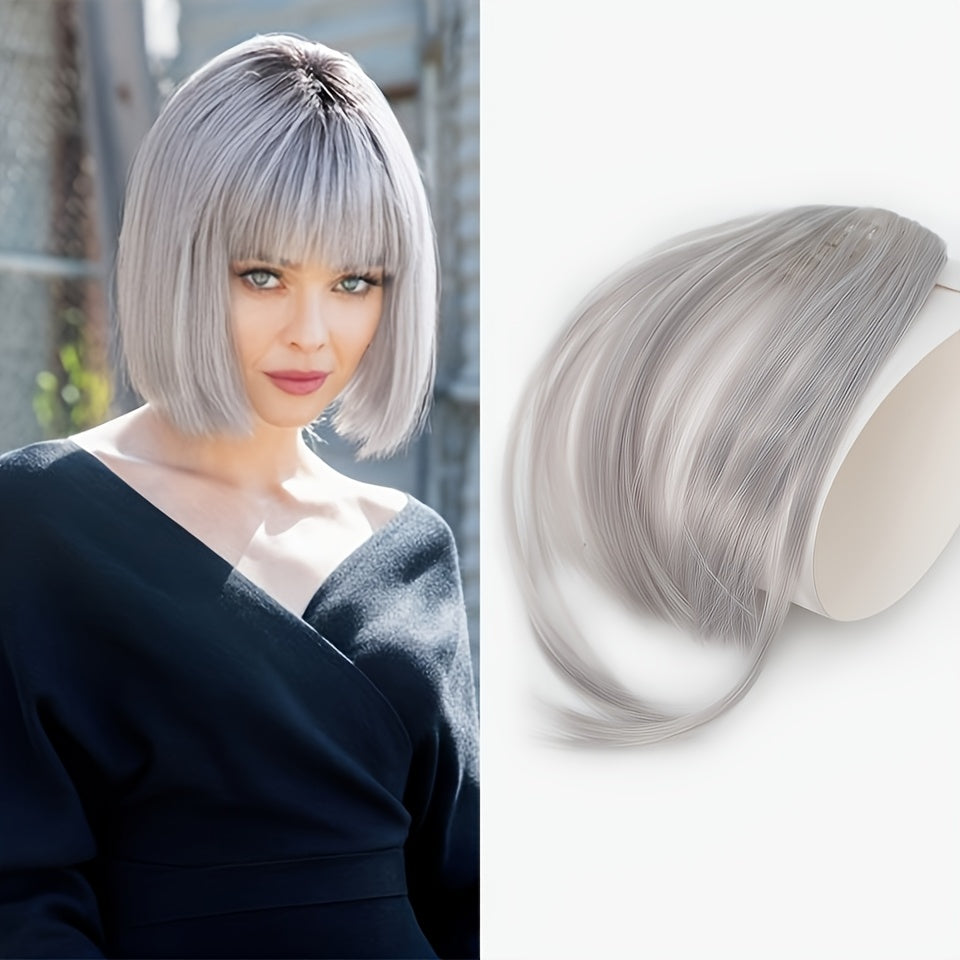 Elegant Women's Afro Curly Clip-In Hairbangs Wig - Natural Looking Kinky Dark Brown Black One-Piece Bangs, Fluffy Lengthening Hair Accessory, Comfortable & Secure Fit with Breathable Mesh