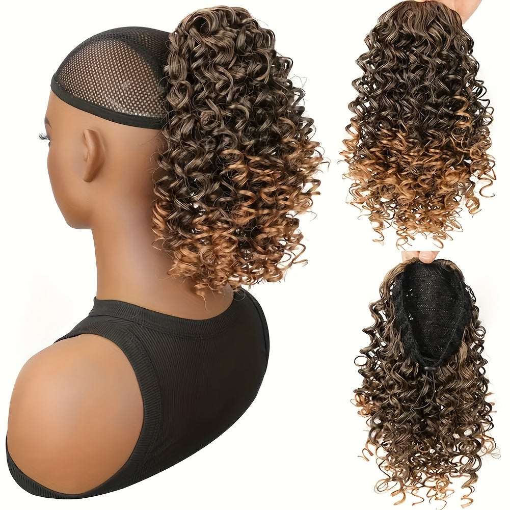 30.48 cm Drawstring Ponytail Extension for Women Short Synthetic Curly Ponytail Extension Pony tails Drawstring Hair Pieces for Daily Use