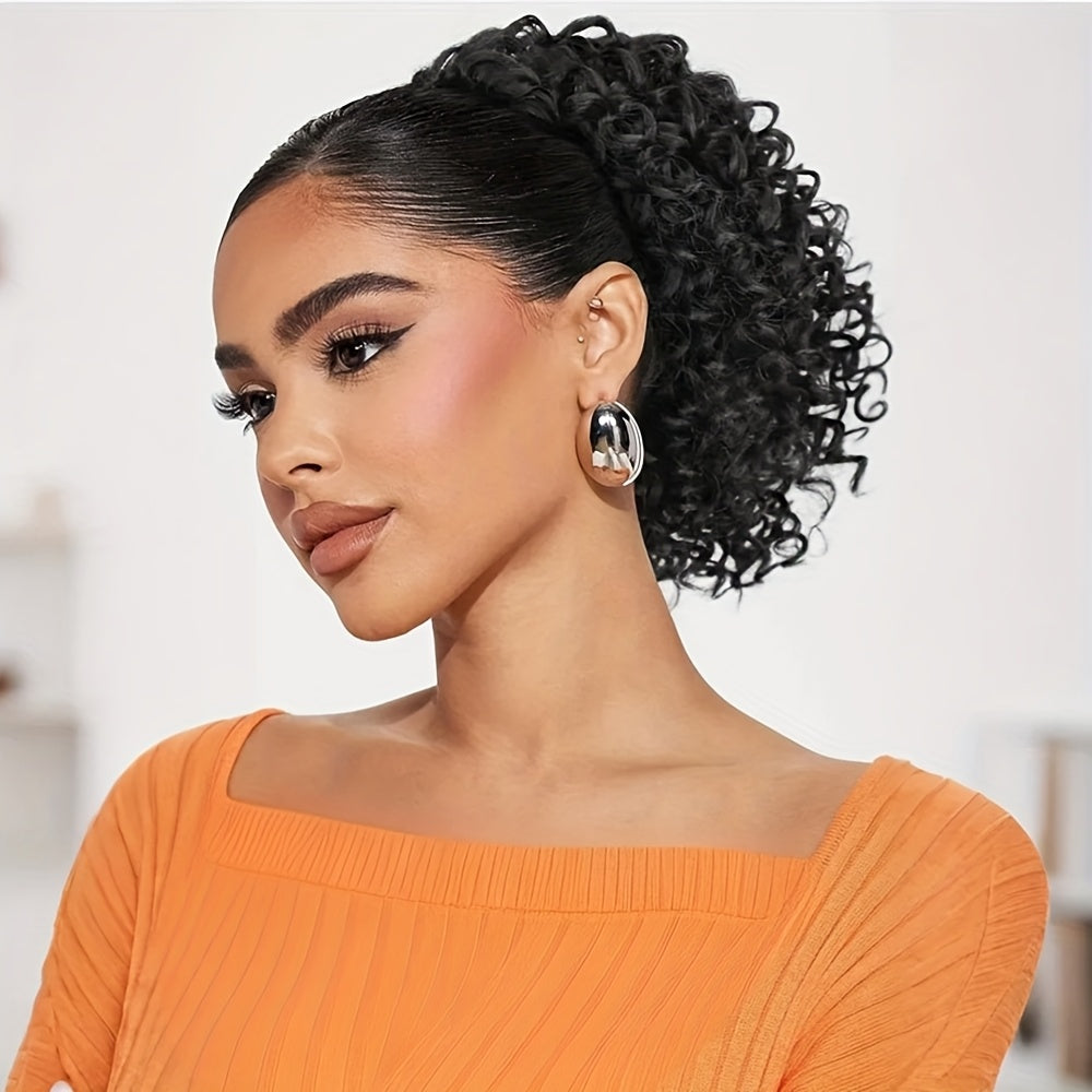 Curly Ponytail Extension for Women Drawstring Ponytail Hair Extensions 30.48 cm Synthetic Pony Tail Mix Fake Ponytail with 2 Clips Hairpiece for Daily Party
