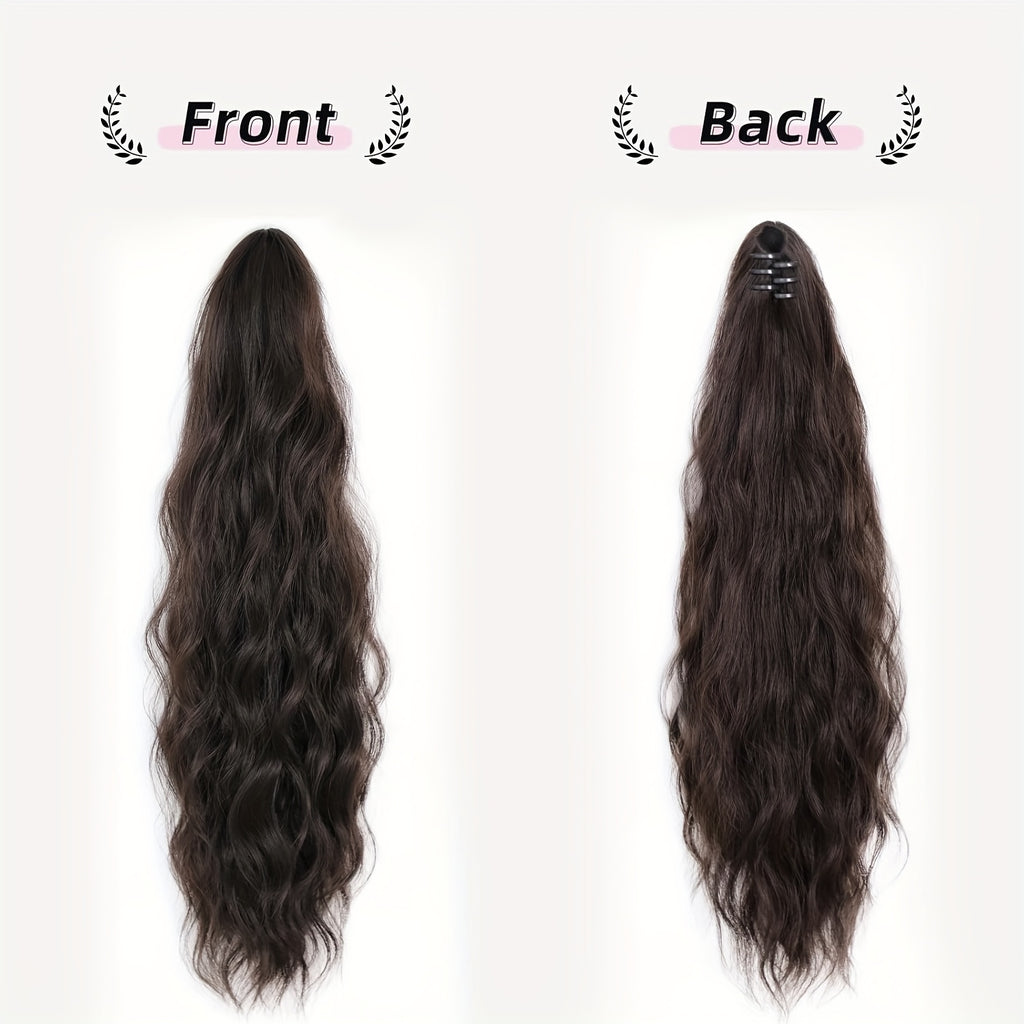 45.72cm Curly Ponytail Extension for Women - Heat Resistant Synthetic Clip-On Hairpiece with Claw Clip, Layered Voluminous Long Hair for Daily & Party Use, Natural Look for Thick Hair, Ponytail Hair Extensions, Versatile Hairpiece, Secure Clip Attachments