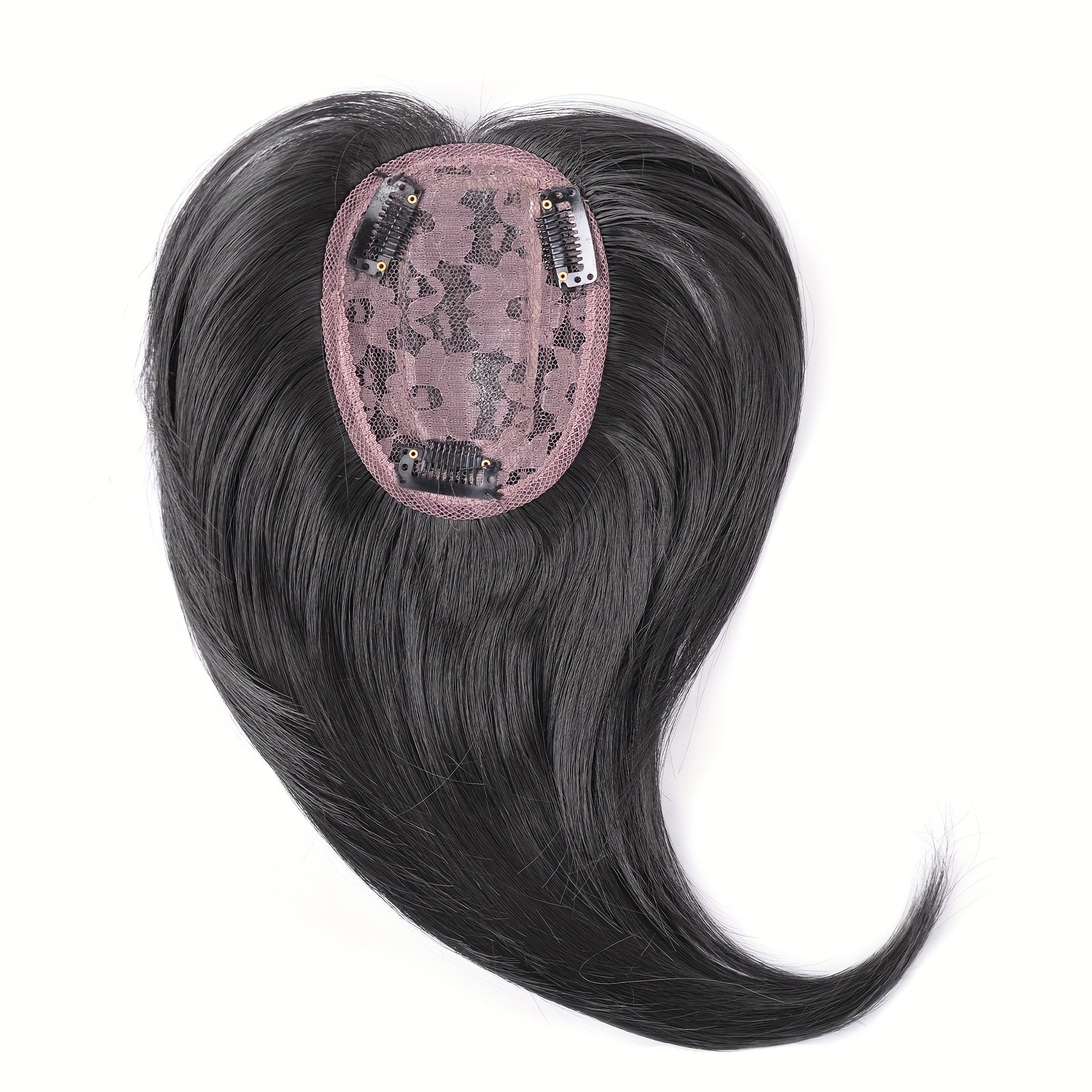 30.48 cm Hair Toppers for Women with Thinning Hair Synthetic Hair Topper with Wispy Bangs 3D Cover Upgrade Middle Part Clip in Bangs for Women Daily Gift Black Dark Brown Heat Resistant High Temperature Fiber