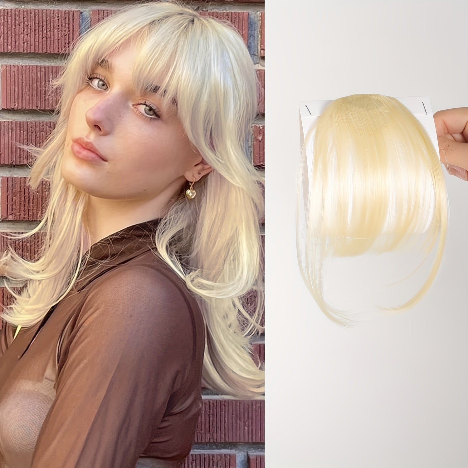 Women's Straight Synthetic Clip-In Hair Bangs Extension, Natural-Looking Air Fringe Hairpiece, Invisible Clip Hair Accessories for All - 7.5g Basics Style