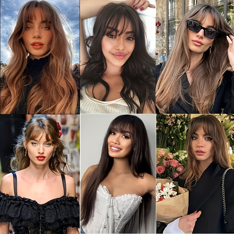Elegant Women's Afro Curly Clip-In Hairbangs Wig - Natural Looking Kinky Dark Brown Black One-Piece Bangs, Fluffy Lengthening Hair Accessory, Comfortable & Secure Fit with Breathable Mesh