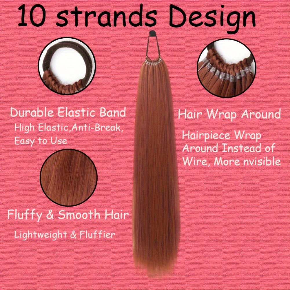 Straight Yaki Ponytail Extension - 60.96 cm Synthetic Kinky Wrap Around Long Hairpiece with Tie - Basics Style, Suitable for All Women Multiple Colors to Choose From Accessories For Party Daily Use Christmas