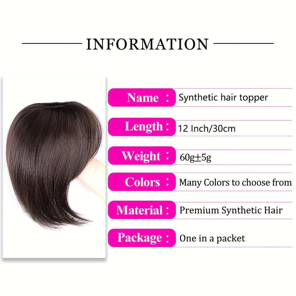 30.48 cm Hair Toppers for Women with Thinning Hair Synthetic Hair Topper with Wispy Bangs 3D Cover Upgrade Middle Part Clip in Bangs for Women Daily Gift Black Dark Brown Heat Resistant High Temperature Fiber