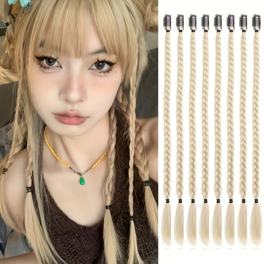 8pcs Set, 22-inch Y2K Style Women'S Twisted Braids, High Temperature Fiber, Hair Extensions for Daily Use & Special Occasions